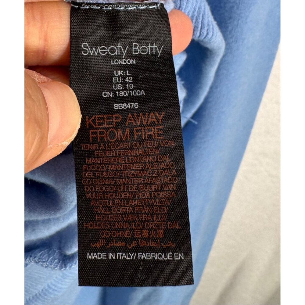 sweaty Betty Melody Luxe Fleece Pullover filter blue sz L athleisure - Picture 8 of 9